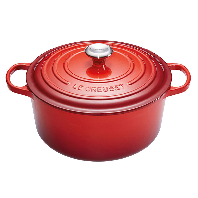 Le Creuset Signature Round Casserole 24 Stainless Steel Knob Cerise image number 0